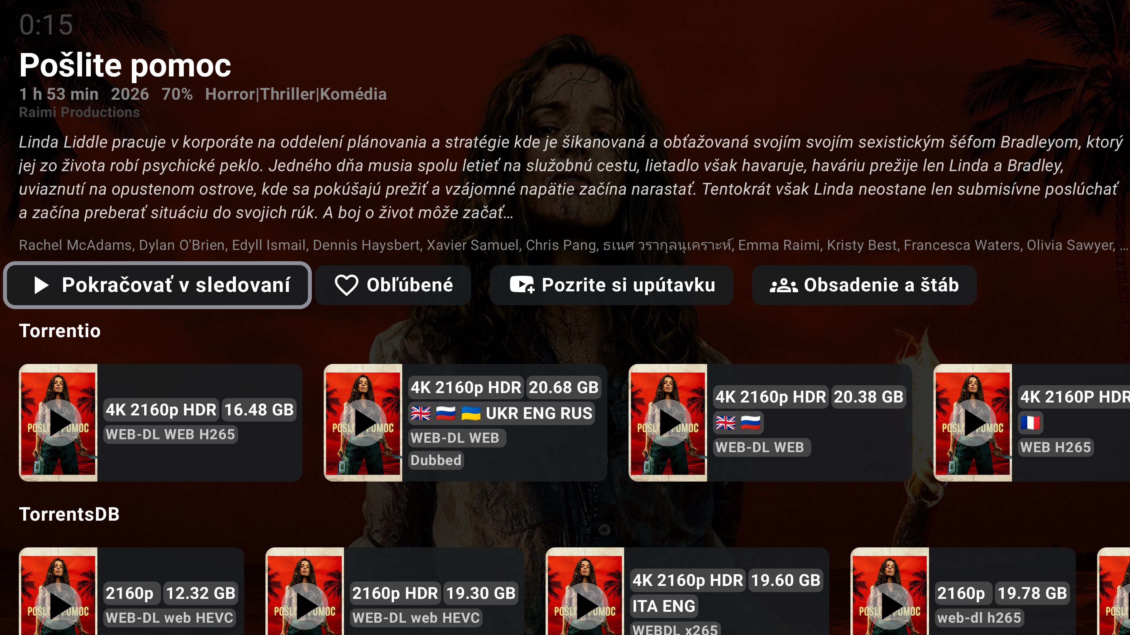 Pripojené streamy a prehrávanie