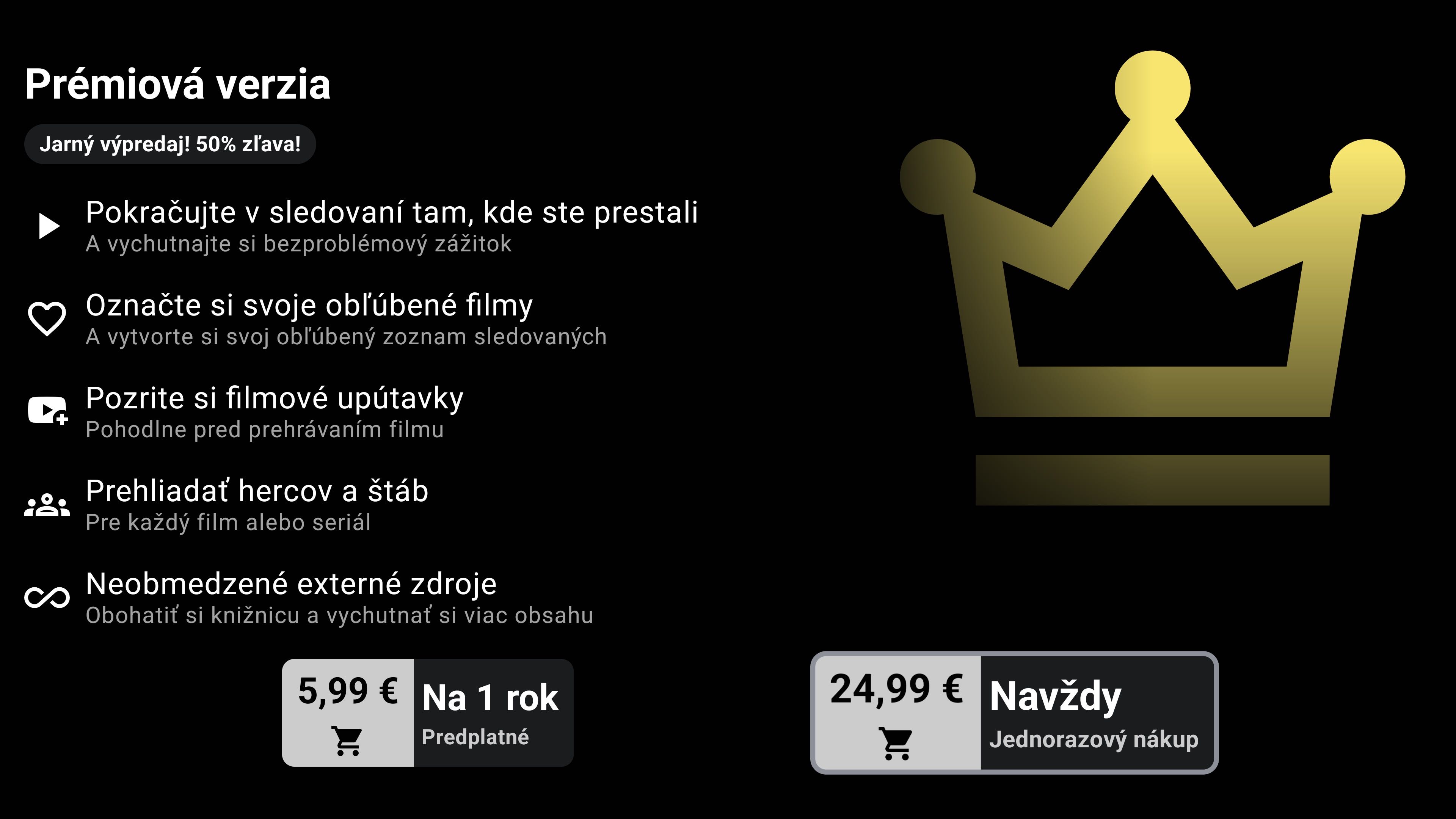 Nákup Premium verzie