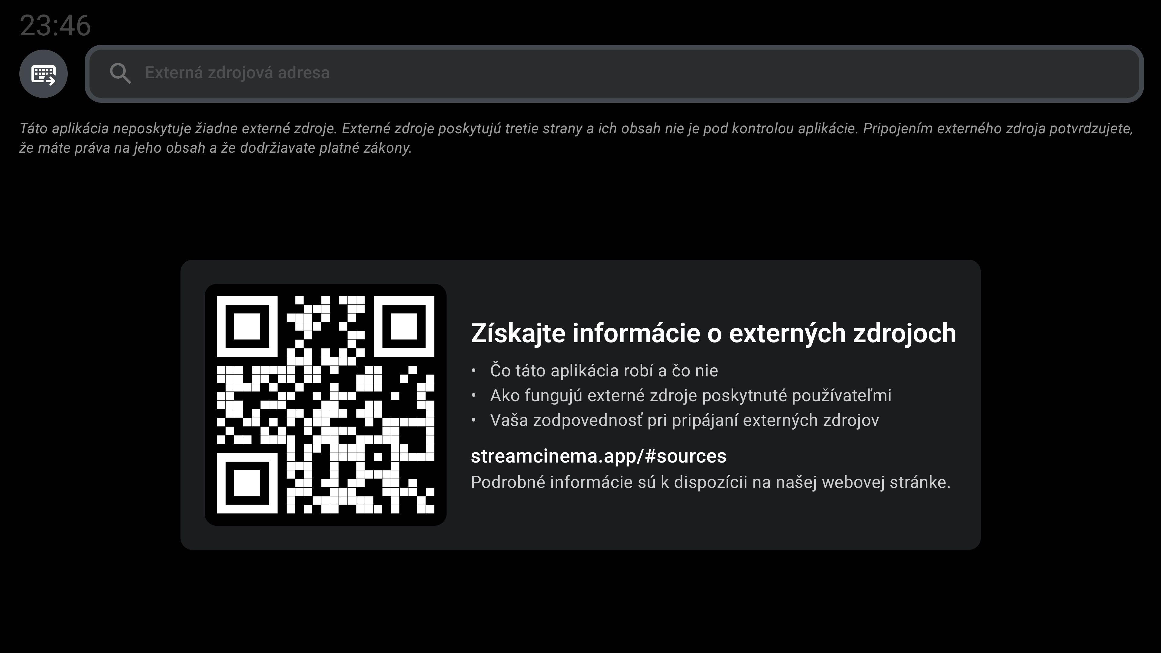 Okno pre externý zdroj