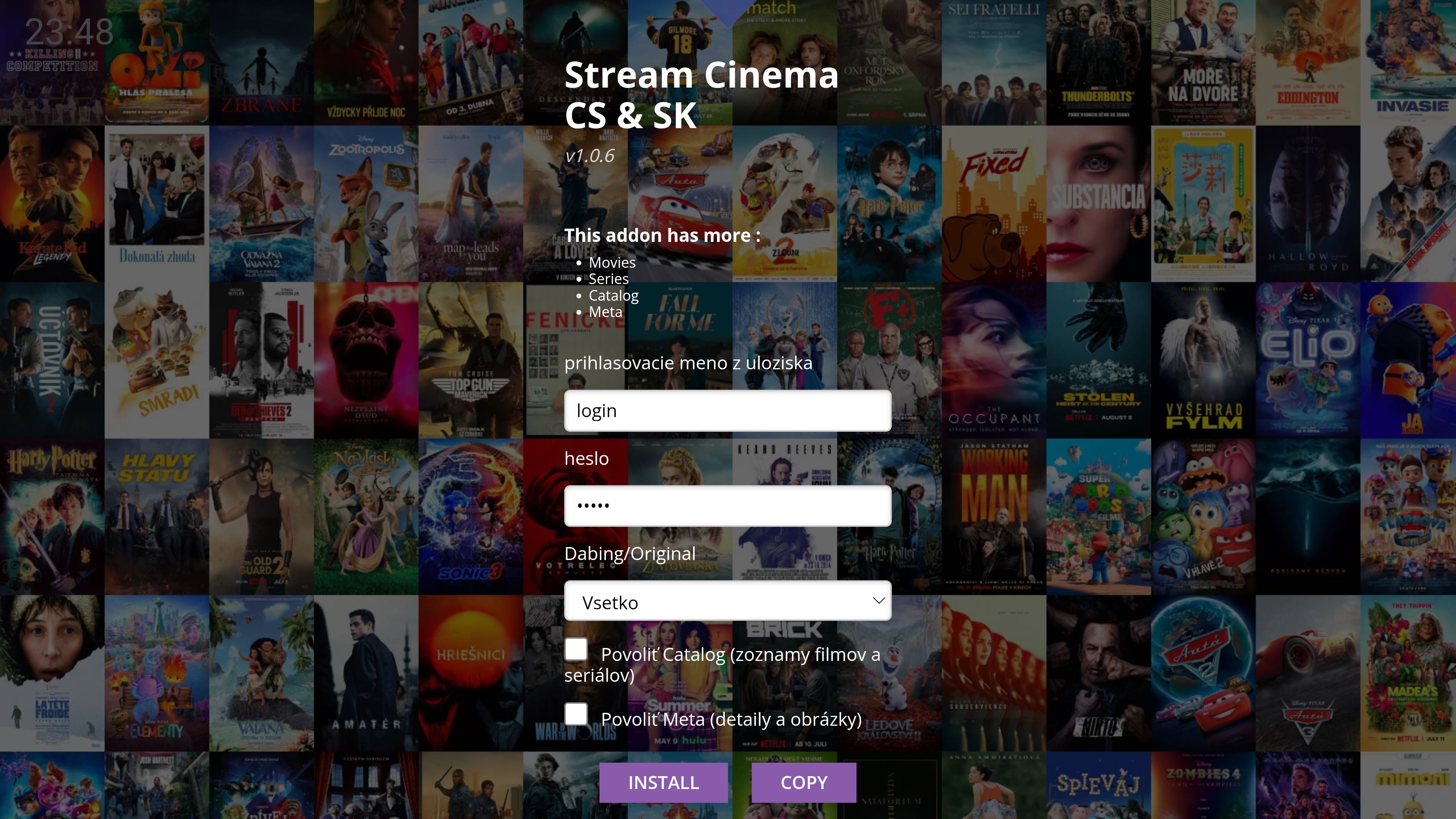 Konfiguracia Stream Cinema